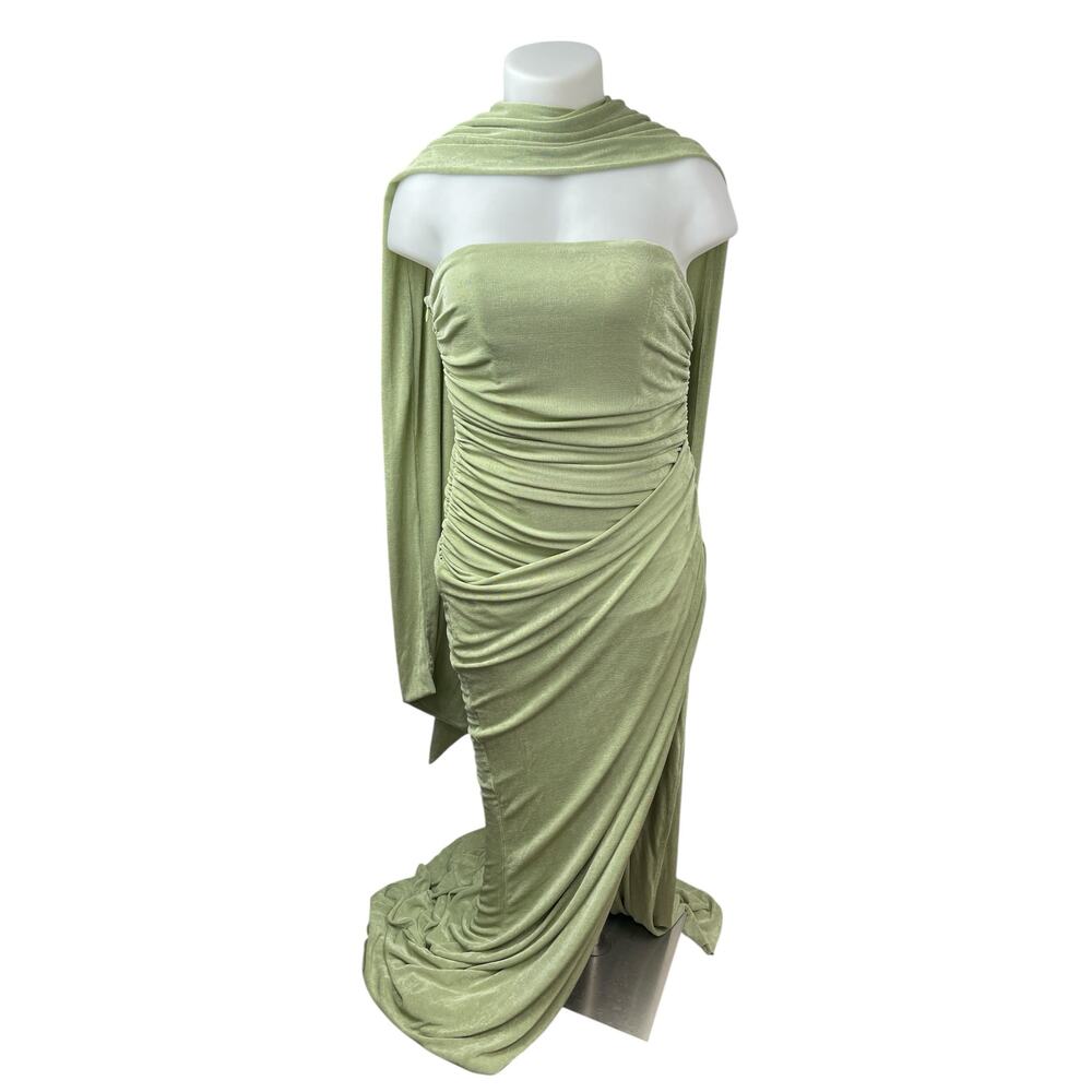 NEW Khanum's Kahlia Draped Sleeveless Tube Bandeau Scarf Maxi Bodycon Dress 3XL